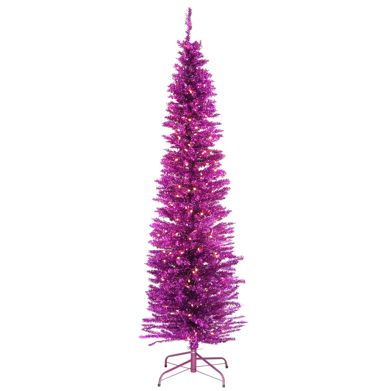 7ft. Pre-Lit Pink Tinsel Artificial Christmas Tree